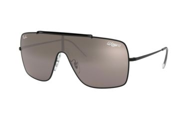 Image of Ray-Ban WINGS II Sunglasses - Men's, Black Frame, Dark Violet/Silver Gradient Mirror Lenses, RB3697-9168Y3-35