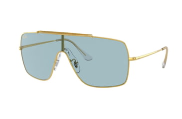 Image of Ray-Ban WINGS II Sunglasses - Men's, Gold Frame, Blue Lenses, RB3697-919680-35