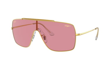 Image of Ray-Ban WINGS II Sunglasses - Men's, Gold Frame, Pink Lenses, RB3697-919684-35