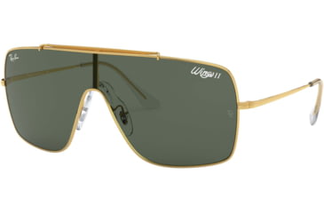 Image of Ray-Ban WINGS II Sunglasses - Men's, Gold Frame, Green Classic Lenses, RB3697-905071-35