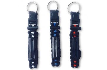 Image of RE Factor Tactical Survival Key Chain - First Respnder - Whistle, Black, Blue Line RFSKFRBKBLWS