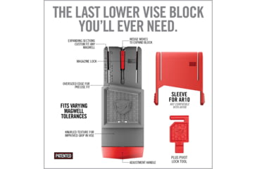 Image of Real Avid Smart-Fit AR15 Vise Block with Sleeve for AR10, Grey, Red, Medium, AV1015SFVB