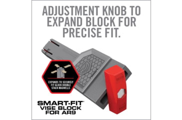 Image of Real Avid Smart-Fit AR-9 Vise Block, Grey/Red, AVGLOCKSFVB