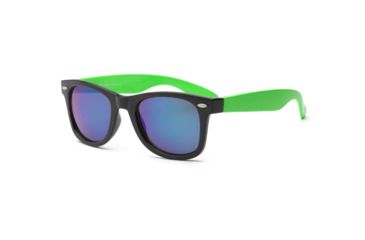 Image of Real Kids Shades Black Square Frame/Neon Green Temples Polycarbonate Frame with Green Mirror Lens 10+, Unisex 10SWGBKGR