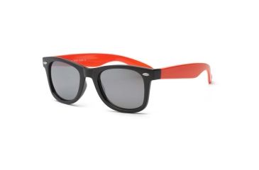 Image of Real Kids Shades Black Square Frame/Neon Orange Temples Polycarbonate Frame with Silver Mirror Lens 10+, Unisex 10SWGBKOR