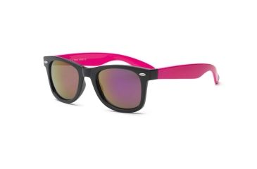 Image of Real Kids Shades Black Square Frame/Neon Pink Temples Polycarbonate Frame with Pink Mirror Lens 10+, Unisex 10SWGBKPK
