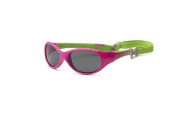 Image of Real Kids Shades Cherry Pink/Lime Green Double Injection Flex Fit Removable Band Frame with PC Smoke Lens 2+, Girls 2EXPCPLM