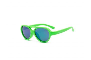 Image of Real Kids Shades Unbreakable Sky Sunglasses, Neon Green Frame with Green Mirror Lens, Youth 7SKYNGR