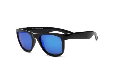Image of Real Kids Shades Unbreakable Waverunner FlexFit Sunglasses, Black Frame with Blue Revo Lens, Young Adult 10WAVBKBLR