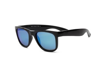 Image of Real Kids Shades Unbreakable Waverunner FlexFit Sunglasses, Black Frame with Blue White Revo Lens, Young Adult 10WAVBKWBR