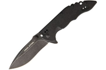 Image of Real Steel E77 All Black Folding Knife,3.25in,8Cr13MoV Steel,Standard Edge,Drop Point,Black Stonewash,Black,G10 Handle RS5111