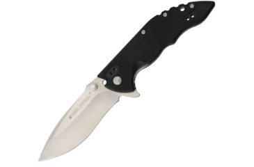 Image of Real Steel E77 Flipper Satin Black Folding Knife,3.25in,Drop Point,Satin,Black,G10 Handle RS5112