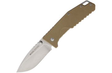 Image of Real Steel E963 Linerlock Coyote Folding Knife,3.5in,Drop Point,Satin,Coyote Tan,G10 Handle RS7112