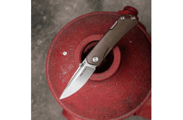 Image of Real Steel Luna Maius Bronze Folding Knife, 4.25in Closed, 3in Satin Bohler N690 SS Blade, Bronze Anodized Titanium Handle, 7092