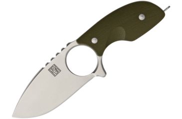 Image of Real Steel Mini 127 Neck Knife Green Fixed Blade Knife, 2.875in, D2 Tool Steel, Drop Point, Satin, Green, G10 Handle RS3134