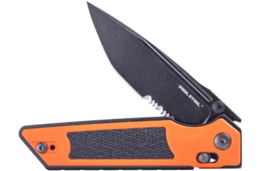 Image of Real Steel Sacra TAC Folding Knife, 3in, Steel, Serrated, Tanto, G10 Handle, Orange, 7713OB