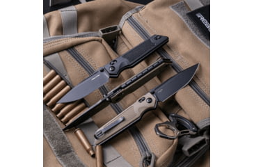 Image of Real Steel Sacra TAC Folding Knife, 3in, Steel, Tanto, G10 Handle, Coyote, 7712C