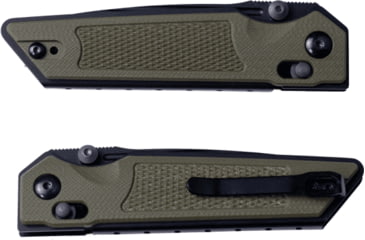 Image of Real Steel Sacra TAC Folding Knife, 3in, Steel, Tanto, G10 Handle, OD Green, 7712G