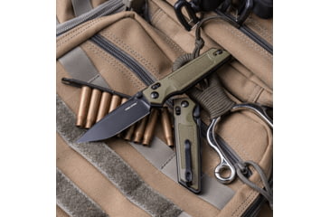 Image of Real Steel Sacra TAC Folding Knife, 3in, Steel, Tanto, G10 Handle, OD Green, 7712G