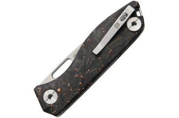 Image of Real Steel Sidus Linerlock Shred CF Folding Knife, 4.5in Closed, 3.5in Satin D2 Blade, Shred Luminous CF Handle, Copper Shred, 7463