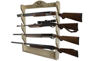 Image of Realtree 4 Gun Wall Storage Rack, Pine, White Pine, 21 x 5 x 28, 39-4000
