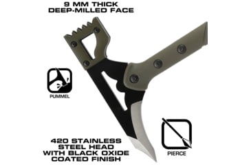 Image of Reapr Battle Hammer, 15.75in Overall, 8in Black Oxide 420 Stainless Axe Head w/ 3.25in Cutting Edge, OD Green Nylon Handle, Ballistic Cloth Belt Sheath, 11050