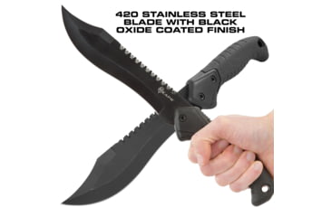 Image of Reapr TAC Bowie Fixed Blade Knife, 7in, 420 Stainless Steel, TPR Handle, Satin Stainless, 11001