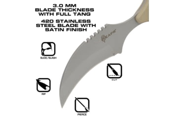 Image of Reapr Tac Talon Fixed Blade Knife, 3in, 420 Stainless Steel, Talon Blade, Black / Desert Tan, 11041