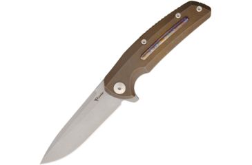 Image of Reate Knives Epoch Framelock Bronze Folding Knife,3.75in,Standard Edge,Drop Point,Stonewash,Titanium Handle REAEP2