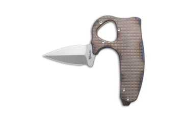 Image of Reate Knives Reate EXO-D Button Lock Knife Flame Grain Frag Titanium 2.7" Belt Satin ELMAX, Blue/Green, ELMAX, adult, BHQ-212719