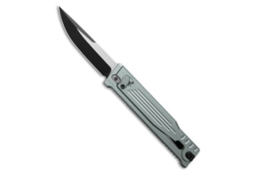 Image of Reate Knives Reate EXO-OG Drop Point OTF Gravity Knife Gray Line Aluminum 3.75" Black, Gray, Nitro-V, adult, BHQ-229422
