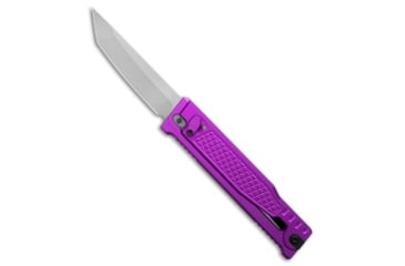 Image of Reate Knives Reate EXO-OG Tanto OTF Gravity Knife Purple Frag Aluminum 3.75" Satin Elmax, Purple, Elmax, adult, BHQ-225998