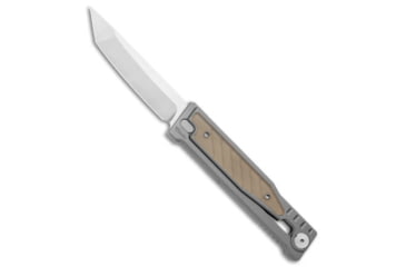 Image of Reate Knives Reate EXO Tanto Gravity Knife Titanium/Amber Ultem 3.75" Satin/SW ELMAX, Gray/Yellow, Elmax, adult, BHQ-142273
