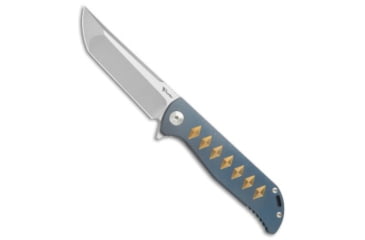 Image of Reate Knives Reate K-2 Frame Lock Knife Blue Ti w/ Bronze Diamonds 3.8" Satin, Blue/Bronze, CPM S35VN, adult, BHQ-74969