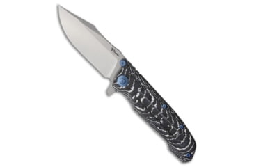 Image of Reate Reate Knives 9D-V2 Frame Lock Knife Gray Ti/White Storm FatCarbon 3.5" Satin, Black/White, CPM 154, adult, BHQ-227697