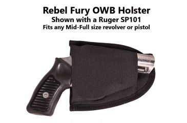 Image of Rebel Fury Outside the Waistband Holster, Black, Amidextrous, Sub-Compact and Compact, REBEL-FURY