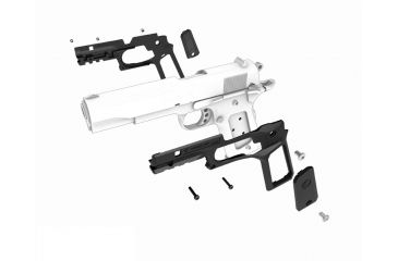 Image of Recover Tactical 1911 Grips with Integrated Rail Adapter and Changeable Panels, Black Frame with Black and Phantom Gray Panels, CC3P-0104