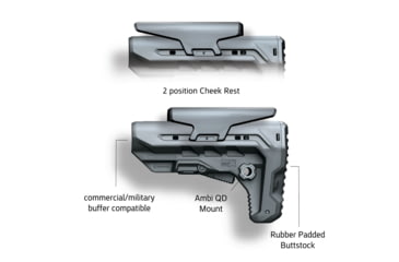 Image of Recover Tactical SBX AR Compact Buttstock P-IX &amp; 20/20X Compatible, Black, SBX-01