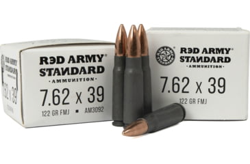 Image of Red Army Standard 7.62x39mm 122 Grain Full Metal Jacket Steel Cased Centerfire Rifle Ammo, 20 Rounds, AM3092