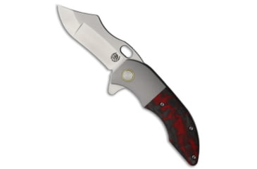 Image of Red Horse Knife Works Red Horse Knife Works War Pig Frame Lock Knife Ti + Red/Black CF 3" Satin, Black/Gray/Red, CPM S35VN, adult, BHQ-192345