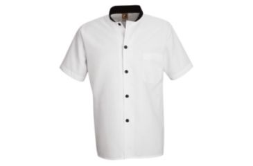 Image of Red Kap Black Trim Cook Shirt, Men, White/Black, SSL SP04WHSSL