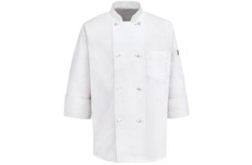 Image of Red Kap Eight Knot-Button Chef Coat, Male, 0414WH, RGL 0414WHRGL