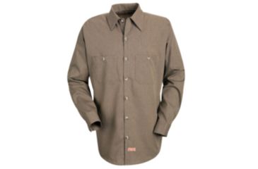 Image of Red Kap Geometric Micro-Check Work Shirt, Men, Khaki/Black, RGL SP14KBRGL