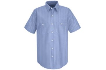 Image of Red Kap Industrial Stripe Work Shirt, GM Blue/White Stripe, SSS SP20BWSSS