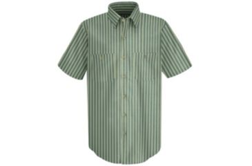 Image of Red Kap Industrial Stripe Work Shirt, Green/Khaki, SSM SP20GKSSM