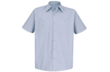 Image of Red Kap Industrial Stripe Work Shirt, Lt. Blue/Navy Stripe, SSS SP20BBSSS