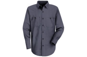 Image of Red Kap Industrial Stripe Work Shirt, Men, Blue w/ Brown/White Str., RGL SP10ICRGL