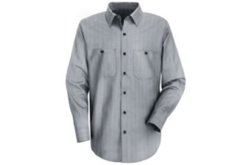 Image of Red Kap Industrial Stripe Work Shirt, Men, Charcoal w/Blue/White Str., RGL SP10GIRGL