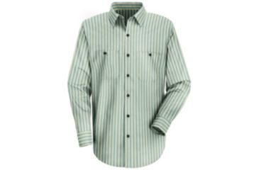 Image of Red Kap Industrial Stripe Work Shirt, Men, Green/Khaki Stripe, RGL SP10GKRGL