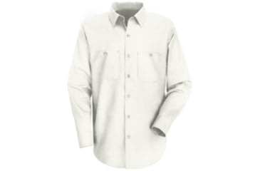 Image of Red Kap Industrial Stripe Work Shirt, Men, White/Brown Stripe, LNL SP10WTLNL